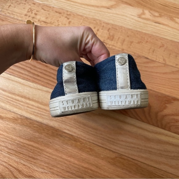 Stuart Weitzman Blue Jean Kids Vance Eden Stud Studded Slip On Sneakers Size 3 - Picture 6 of 9